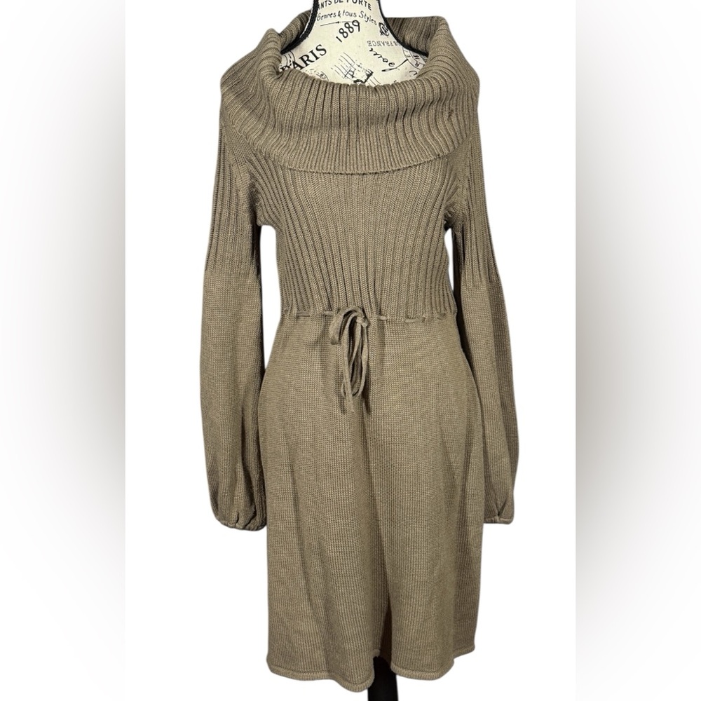 Calvin Klein Cowl Neck Sweater Dress - Taupe size Large